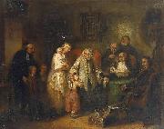 Young widow and four children at the opening of the last will