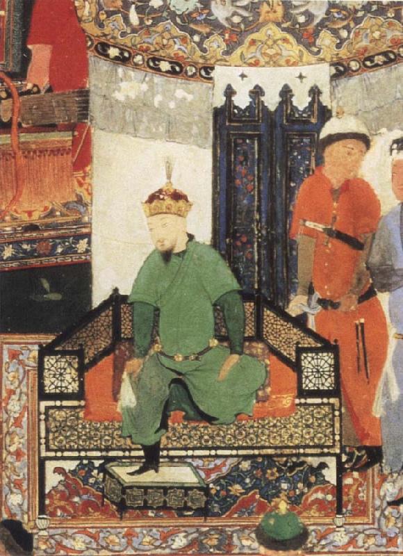 Bihzad Timur enthroned and holding the white kerchief of rule