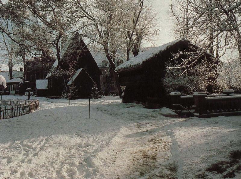 kulturen vinter over kyrkan fran bosedo och loft boden fran u ranas i smaland