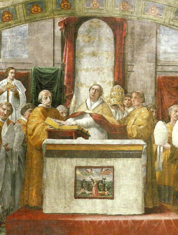 Raphael oath of pope leo 111fresco detail