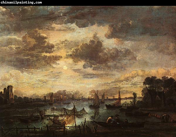 Aert van der Neer River Scene with Fishermen