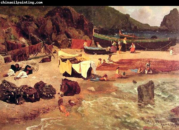 Albert Bierstadt Fishing Boats at Capri