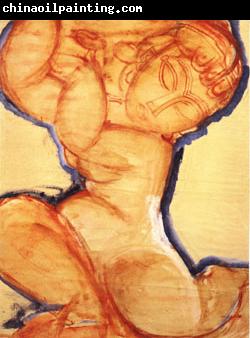 Amedeo Modigliani Rose Caryatid with Blue Border