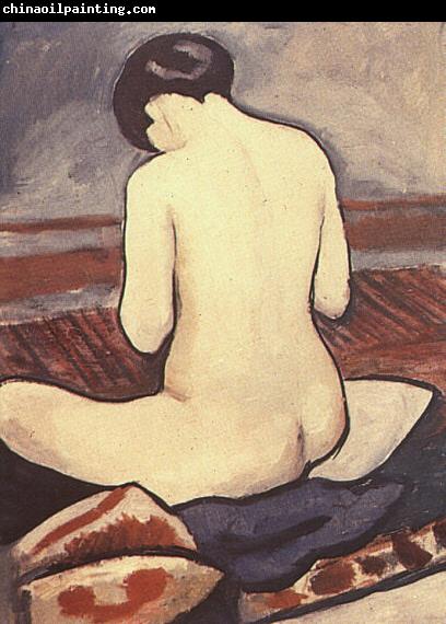 August Macke Sitting Nude with Cushions