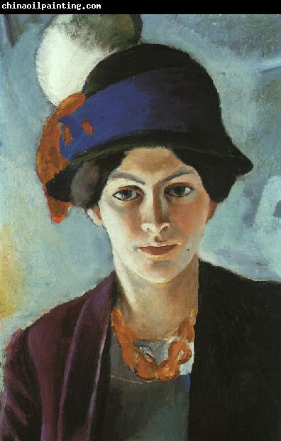 August Macke Portrait of the Artist's Wife Elisabeth with a Hat