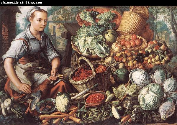 BEUCKELAER, Joachim Market Woman with Fruit, Vegetables and Poultry  intre