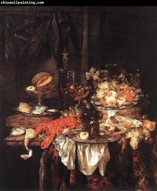 BEYEREN, Abraham van Banquet Still-Life with a Mouse fdg