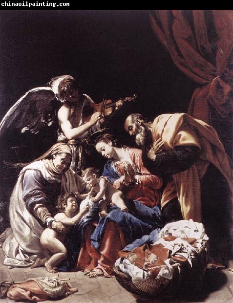 BORGIANNI, Orazio Holy Family with St Elizabeth, the Young St John the Baptist and an Angel