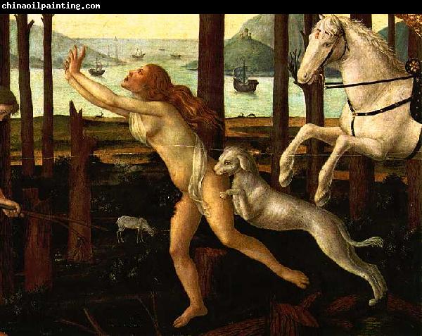 BOTTICELLI, Sandro The Story of Nastagio degli Onesti (detail of the first episode)  gfh