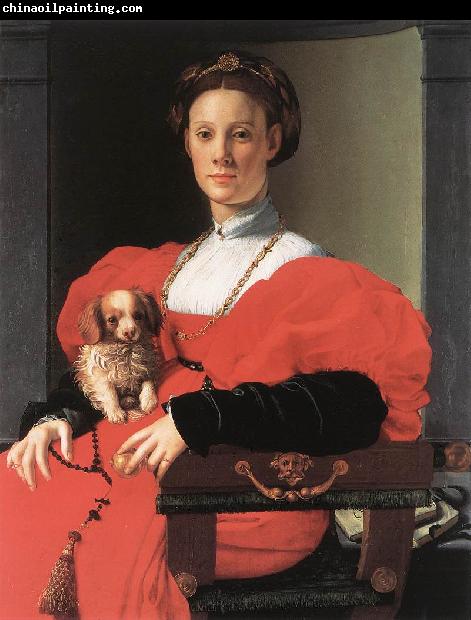 BRONZINO, Agnolo Portrait of a Lady with a Puppy f