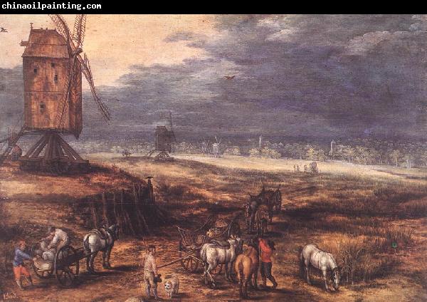 BRUEGHEL, Jan the Elder Landscape with Windmills fdg