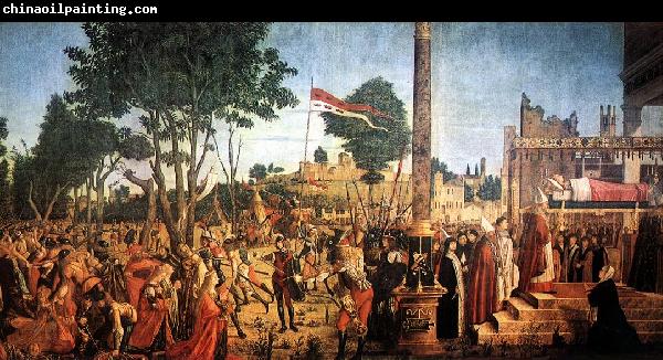 CARPACCIO, Vittore Martyrdom of the Pilgrims and the Funeral of St Ursula fg