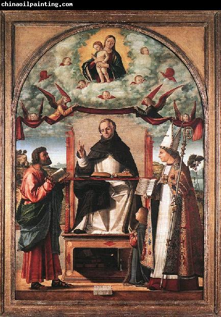 CARPACCIO, Vittore St Thomas in Glory between St Mark and St Louis of Toulouse dfg