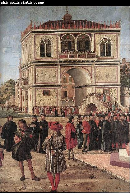 CARPACCIO, Vittore The Ambassadors Return to the English Court (detail) fdg