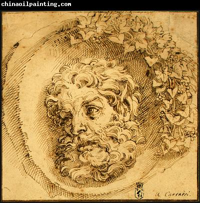 CARRACCI, Agostino Head of a Faun in a Concave (roundel) dsf