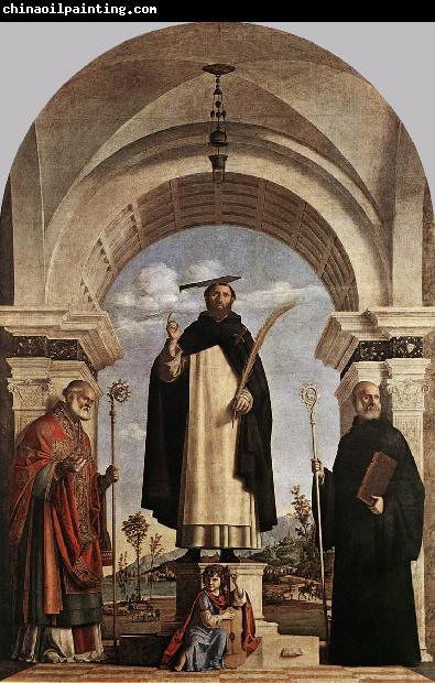 CIMA da Conegliano St Peter Martyr with St Nicholas of Bari, St Benedict and an Angel Musician dfg