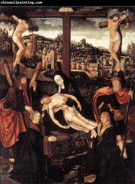 CORNELISZ VAN OOSTSANEN, Jacob Crucifixion with Donors and Saints fdg