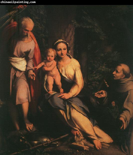 CORNELISZ VAN OOSTSANEN, Jacob The Rest on the Flight to Egypt with Saint Francis dfb