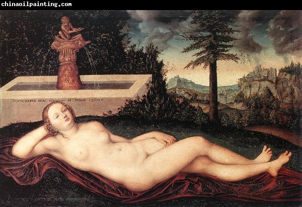 CRANACH, Lucas the Elder Reclining River Nymph at the Fountain fdg