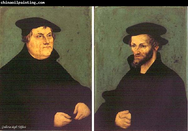 CRANACH, Lucas the Elder Portraits of Martin Luther and Philipp Melanchthon y