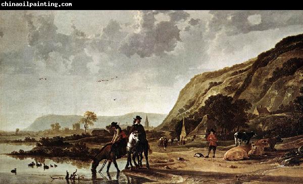 CUYP, Aelbert Large River Landscape with Horsemen fdg