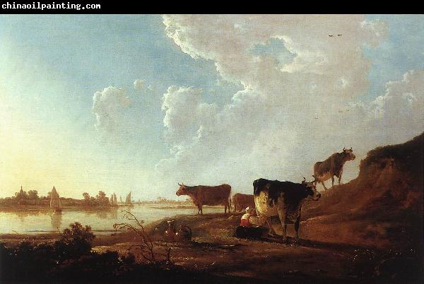 CUYP, Aelbert River Scene with Milking Woman sdf