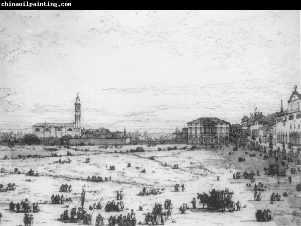 Canaletto Padua: The Prato della Valle with Santa Giustinia and the Church of Misericordia (sheet 2) cfsd