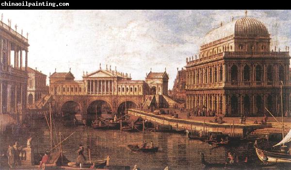 Canaletto Capriccio: a Palladian Design for the Rialto Bridge, with Buildings at Vicenza