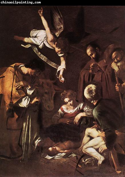 Caravaggio Nativity with St Francis and St Lawrence fdg