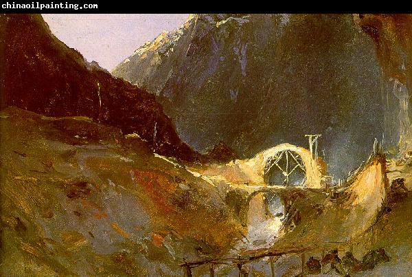 Charles Blechen The Building of Devil's Bridge