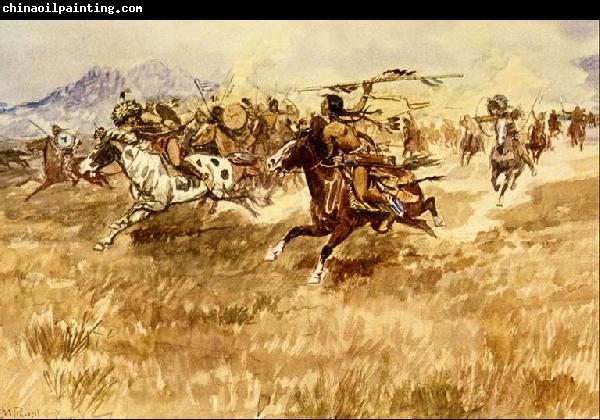 Charles M Russell Fight Between the Black Feet