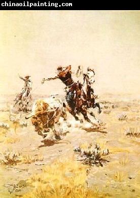 Charles M Russell O.H.Cowboys Roping a Steer