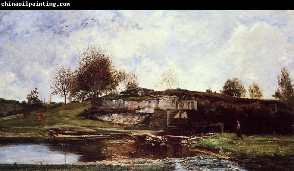 Charles-Francois Daubigny Sluice in the Optevoz Valley