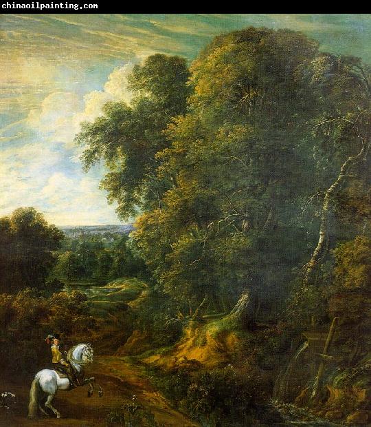 Corneille Huysmans Landscape with a Horseman in a Clearing