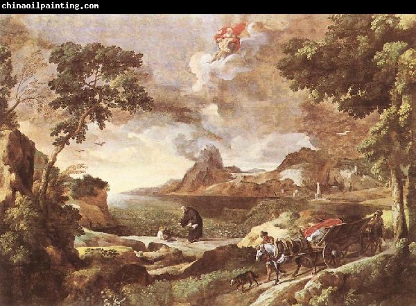 DUGHET, Gaspard Landscape with St Augustine and the Mystery dfg