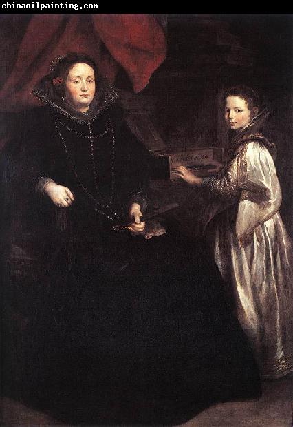 DYCK, Sir Anthony Van Portrait of Porzia Imperiale and Her Daughter fg
