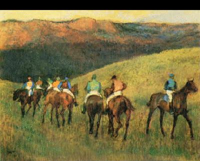 Edgar Degas Racehorses in Landscape