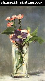 Edouard Manet Carnations and Clematis in a Crystal Vase