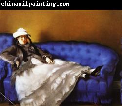 Edouard Manet Portrait of Mme Manet on a Blue Sofa