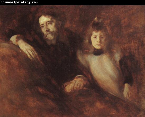 Eugene Carriere Alphonse Daudet and his Daughter