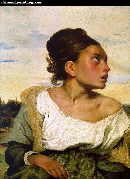 Eugene Delacroix Girl Seated in a Cemetery