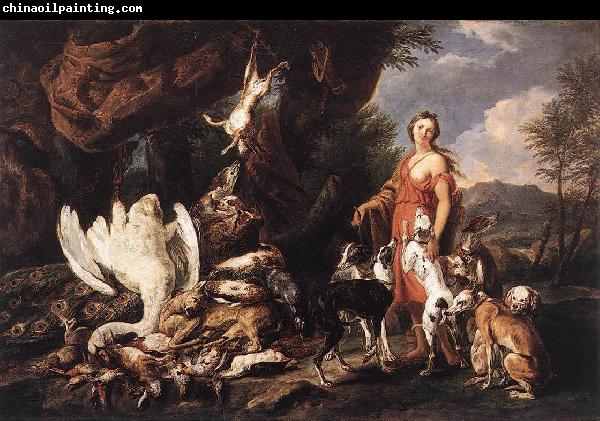 FYT, Jan Diana with Her Hunting Dogs beside Kill  dfg