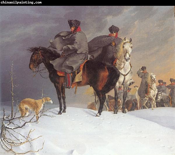 Franz Kruger Prussian Cavalry Outpost in the Snow