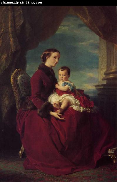 Franz Xaver Winterhalter The Empress Eugenie Holding Louis Napoleon, the Prince Imperial on her Knees