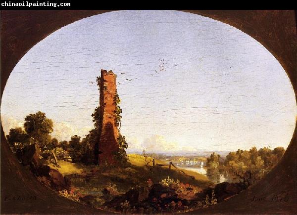 Frederic Edwin Church New England Landscape with Ruined Chimney