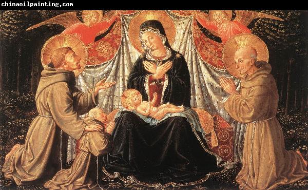 GOZZOLI, Benozzo Madonna and Child with Sts Francis and Bernardine, and Fra Jacopo dfg