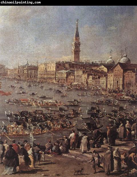 GUARDI, Francesco The Doge on the Bucintoro near the Riva di San Elena (detail)