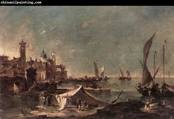 GUARDI, Francesco Landscape with a Fisherman s Tent