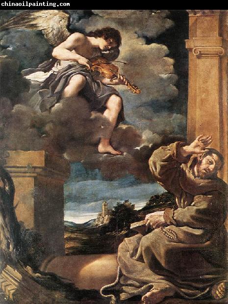 GUERCINO St Francis with an Angel Playing Violin sdg