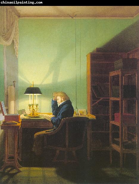 Georg Friedrich Kersting Man Reading by Lamplight